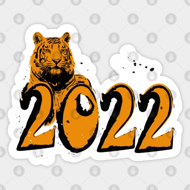 Happy new year 2022 year of tiger Sticker by SwetlanaArt